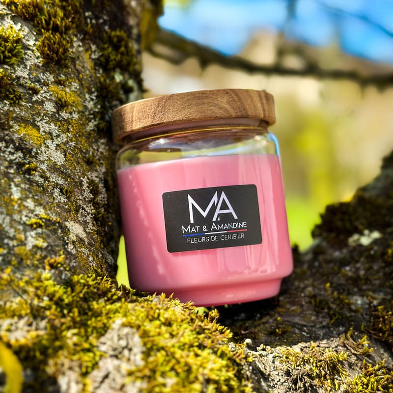 Fleurs de cerisier - Bougie parfumée, Bougie parfumée Fleurs de cerisier, Bougie naturelle parfumée