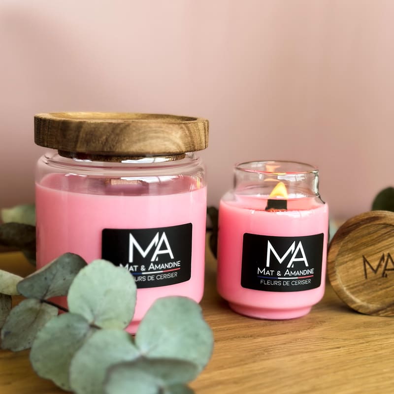 Fleurs de cerisier - Bougie parfumée, Bougie parfumée Fleurs de cerisier, Bougie naturelle parfumée