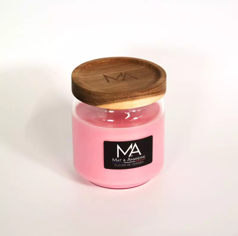 Fleurs de cerisier - Bougie parfumée, Bougie parfumée Fleurs de cerisier, Bougie naturelle parfumée