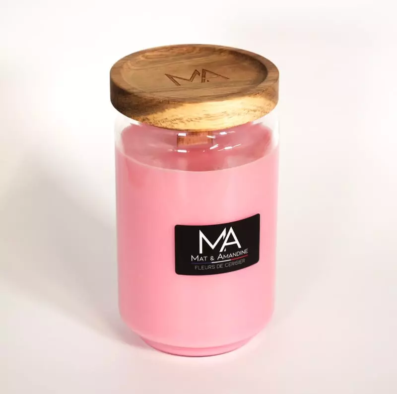 Fleurs de cerisier - Bougie parfumée, Bougie parfumée Fleurs de cerisier, Bougie naturelle parfumée