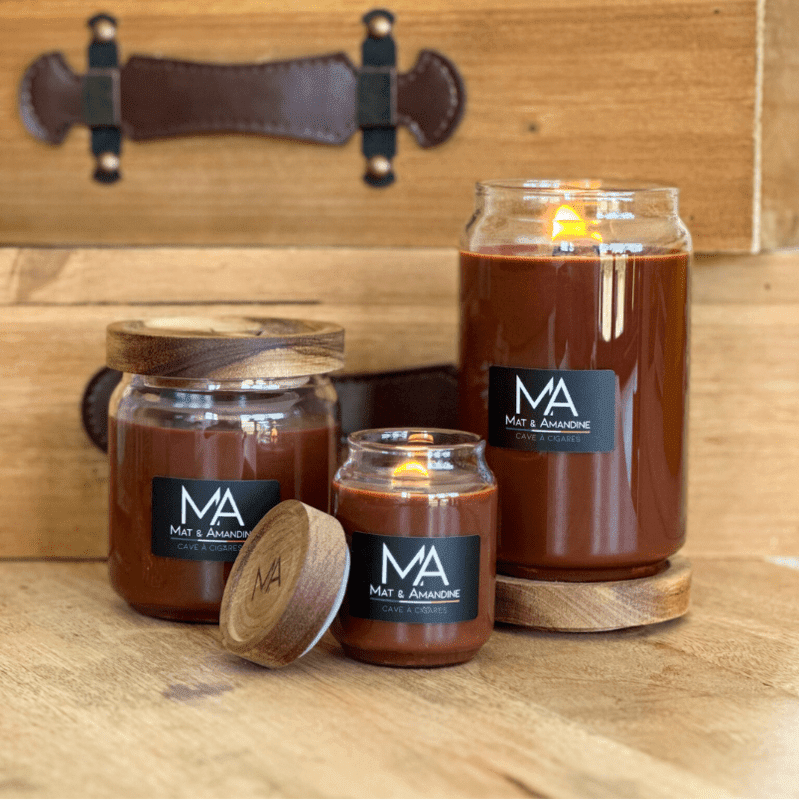 Cave à cigares - Bougie parfumée, bougie parfumée Cave à cigares, bougie automne,